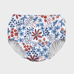 Green Sprouts Baby Floral Eco Pull-Up Reusable Swim Diaper - White/Blue/Red 12M