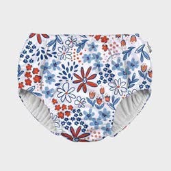 Green Sprouts Baby Floral Eco Pull-Up Reusable Diaper - White/Blue/Red 18M