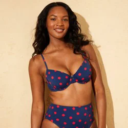 Women's Polka Dots Underwire Bikini Top - Shade & Shore™ Navy Blue 32B