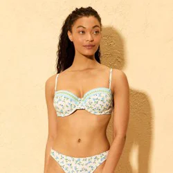 Women's Floral Print Molded Underwire Bikini Top - Shade & Shore™ Cream 34D