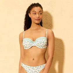 Women's Floral Print Molded Underwire Bikini Top - Shade & Shore™ Cream 34D