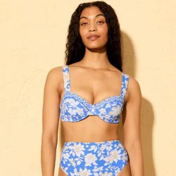 Women's Floral Bandeau Underwire Bikini Top - Shade & Shore™ Blue 36B