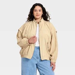Women's Full Zip Wind Breaker Jacket - Ava & Viv™ Tan 2X