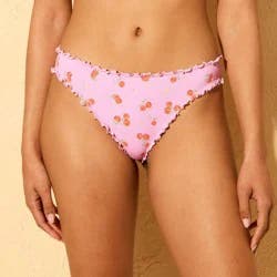 Women's Peach Print Low-Rise Ruffle High Leg Cheeky Bikini Bottom - Shade & Shore™ Pink M