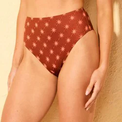 Women's Solar Jacquard High Waist Medium Coverage Bikini Bottom - Shade & Shore™ Brown L