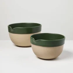 Hearth & Hand with Magnolia Set of 2 Ceramic Mixing Bowls Green- Hearth & Hand™ with Magnolia