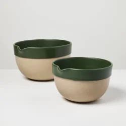 Hearth & Hand with Magnolia Set of 2 Ceramic Mixing Bowls Green- Hearth & Hand™ with Magnolia