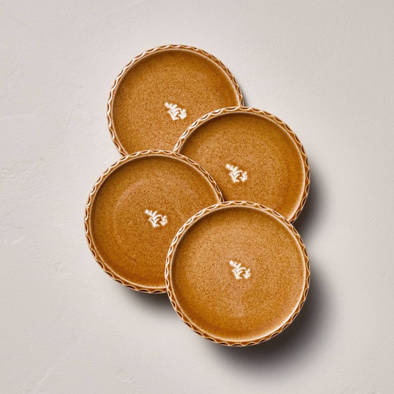 slide 1 of 4, Hearth & Hand with Magnolia Set of 4 6.5" Pinched Edge Stoneware Appetizer Plates Gold - Hearth & Hand™ with Magnolia, 1 ct