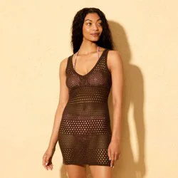 Women's Crochet Swim Cover Up Mini Dress - Shade & Shore™ Brown