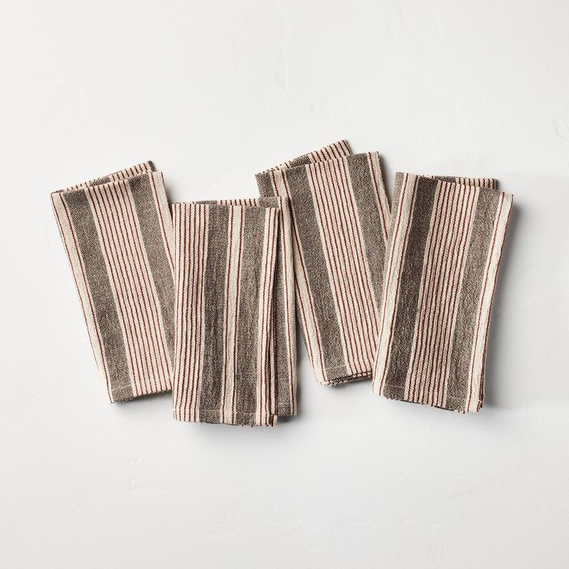 slide 1 of 3, Hearth & Hand with Magnolia Set of 4 Cloth Napkins Toffee Striped - Hearth & Hand™ with Magnolia, 1 ct