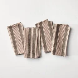 Hearth & Hand with Magnolia Set of 4 Cloth Napkins Toffee Striped - Hearth & Hand™ with Magnolia