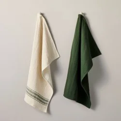 Hearth & Hand with Magnolia 2pc Kitchen Towels Green/Natural Striped - Hearth & Hand™ with Magnolia