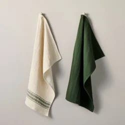 Hearth & Hand with Magnolia 2pc Kitchen Towels Green/Natural Striped - Hearth & Hand™ with Magnolia