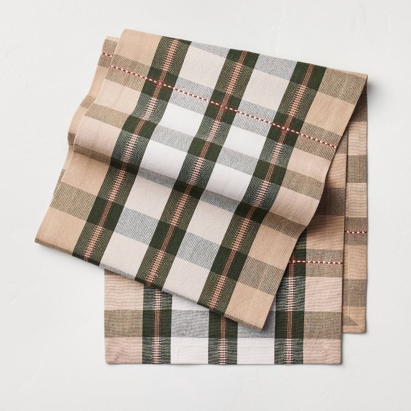 slide 1 of 3, Hearth & Hand with Magnolia 72"x14" Table Runner Toffee/Green Plaid - Hearth & Hand™ with Magnolia, 1 ct