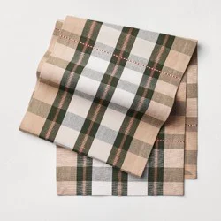 Hearth & Hand with Magnolia 72"x14" Table Runner Toffee/Green Plaid - Hearth & Hand™ with Magnolia