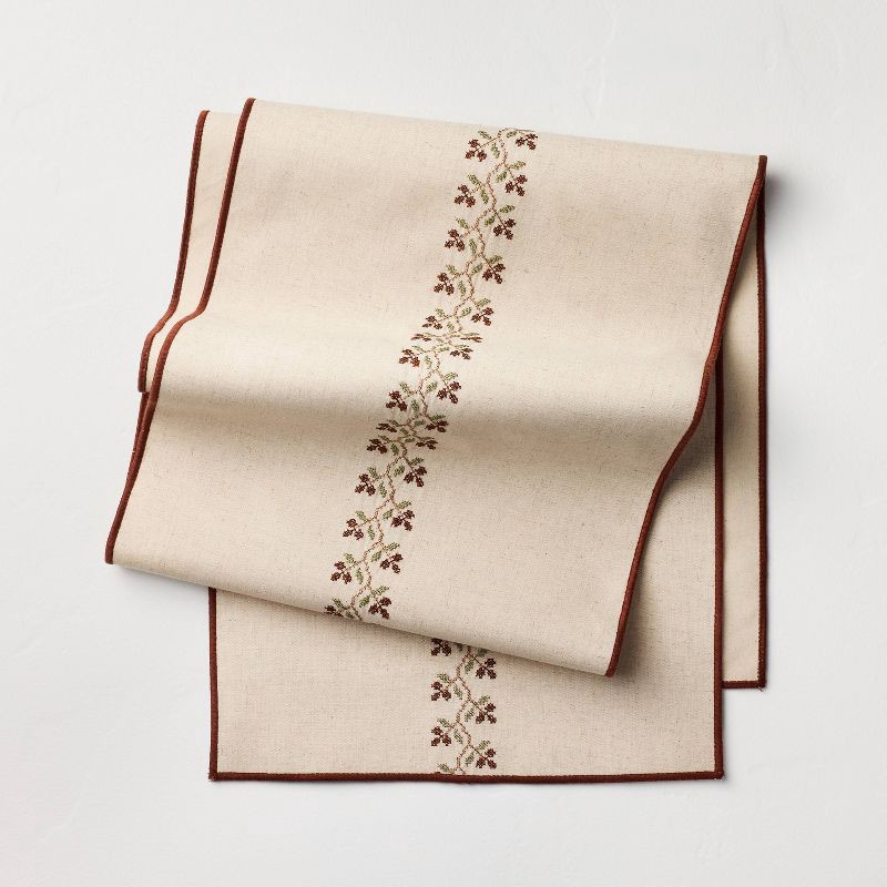 slide 1 of 3, Hearth & Hand with Magnolia 14"x72" Table Runner Cream Stitched Icon - Hearth & Hand™ with Magnolia, 1 ct