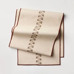 Hearth & Hand with Magnolia 14"x72" Table Runner Cream Stitched Icon - Hearth & Hand™ with Magnolia