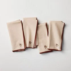 Hearth & Hand with Magnolia Set of 4 Cloth Napkins Cream Stitched Icon - Hearth & Hand™ with Magnolia
