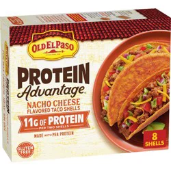 Old El Paso Protein Advantage Nacho Cheese Taco Shells - 4.52oz/8ct: Gluten-Free, Soy-Free