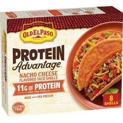 Old El Paso Protein Advantage Nacho Cheese Taco Shells - 4.52oz/8ct: Gluten-Free, Soy-Free