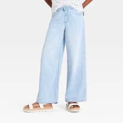 Girls' Mid-Rise Extra Wide Leg Pull-On Jeans - art class™ Light Wash L