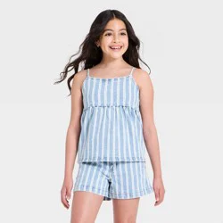 Girls' Denim Babydoll Tank Top - art class™ Blue/White Stripe XL