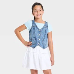 Girls' Denim Vest - art class™ Light Wash M