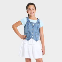 Girls' Denim Vest - art class™ Light Wash L