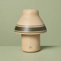 Hearth & Hand with Magnolia Mini Portable Ceramic Green Striped Table Lamp (Includes LED Light Bulb) - Hearth & Hand™ with Magnolia