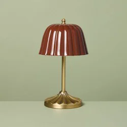 Hearth & Hand with Magnolia Ceramic Shade Table Lamp Brass/Burgundy (Includes LED Light Bulb) - Hearth & Hand™ with Magnolia