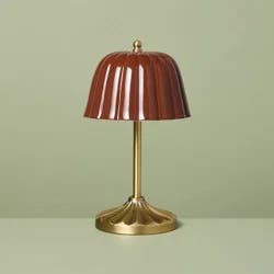 Hearth & Hand with Magnolia Ceramic Shade Table Lamp Brass/Burgundy (Includes LED Light Bulb) - Hearth & Hand™ with Magnolia