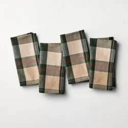 Hearth & Hand with Magnolia Set of 4 Cloth Napkins Toffee/Green Plaid - Hearth & Hand™ with Magnolia