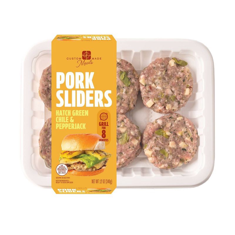 slide 1 of 3, Custom Made Meals Fresh Hatch Green Chile and Pepperjack Pork Sliders - 12oz, 12 oz