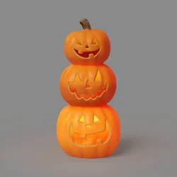 18.75" Lit Pumpkin Triple Stacked Pumpkin with Timer Decorative Prop - Hyde and EEK! Boutique™