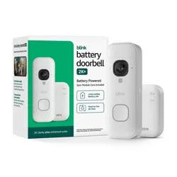 Amazon Blink Battery Doorbell 2K+ (White) Sync Module Core included — Wireless video doorbell, 2K resolution, enhanced audio