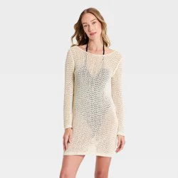 Women's Mini Knit Dress - A New Day™ Cream XL