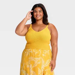 Women's Cotton Sweater Tank Top - A New Day™ Yellow XXL