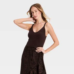 Women's Cotton Sweater Tank Top - A New Day™ Brown S