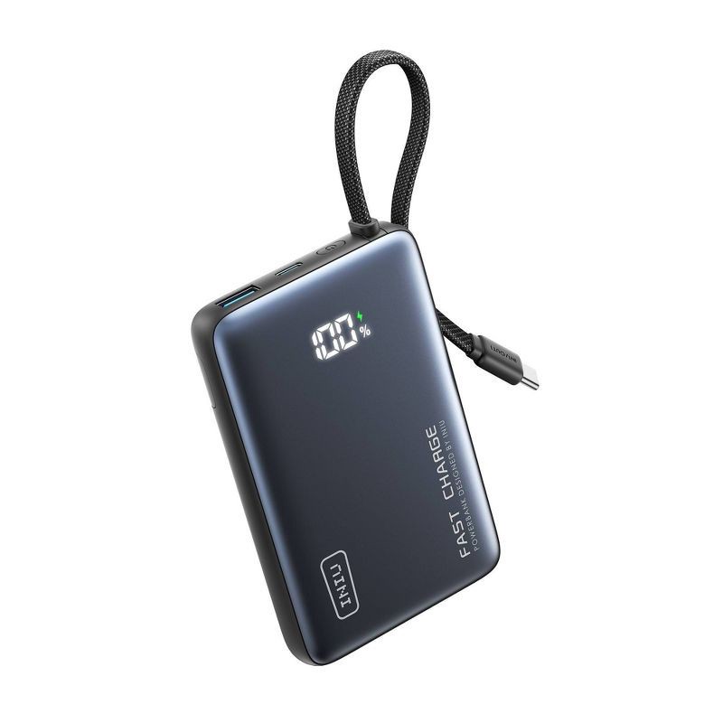 slide 1 of 10, INIU Pocket Power 45W Fast Charging 10000mAh Ultra Small Power Bank with LED display - Black, 1 ct