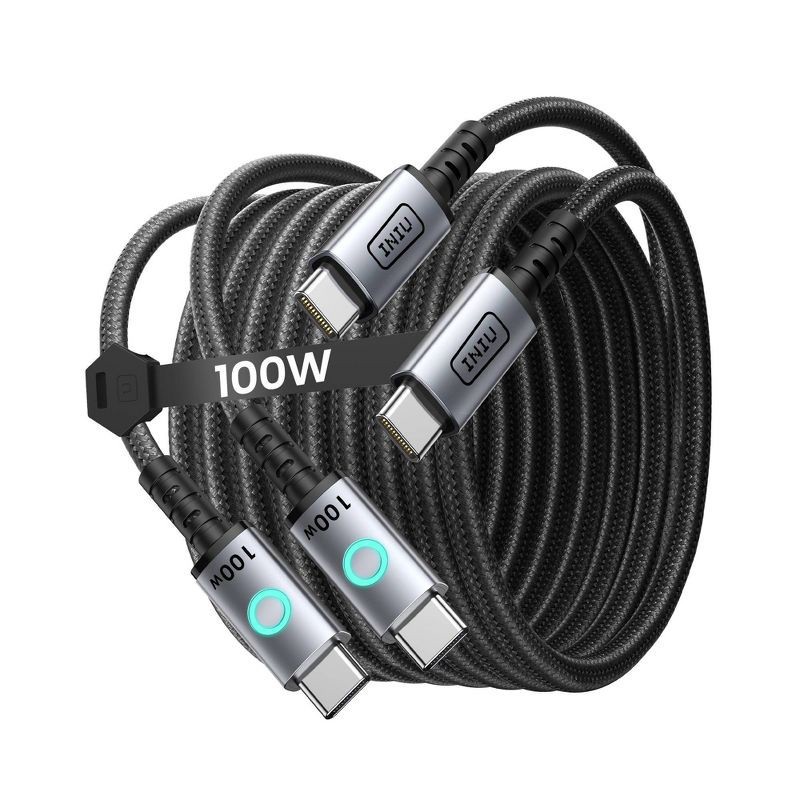 slide 1 of 8, INIU Leopard Charger 100W Fast Charging 3pk USB Type-C Cable - 3.3/6.6/6.6 ft - Black, 3 ct, 6.6/6.6 ft