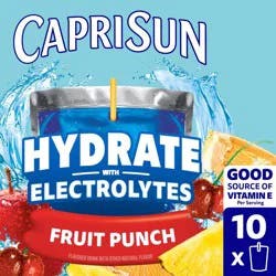 Capri Sun Hydrate Fruit Punch Juice Boxes - 10pk/6 fl oz Pouches