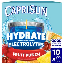 Capri Sun Hydrate Fruit Punch Juice Boxes - 10pk/6 fl oz Pouches