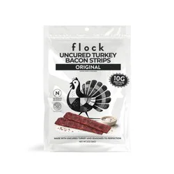 Flock Foods Uncured Original Turkey Bacon Strips - 10g Protein - 2oz