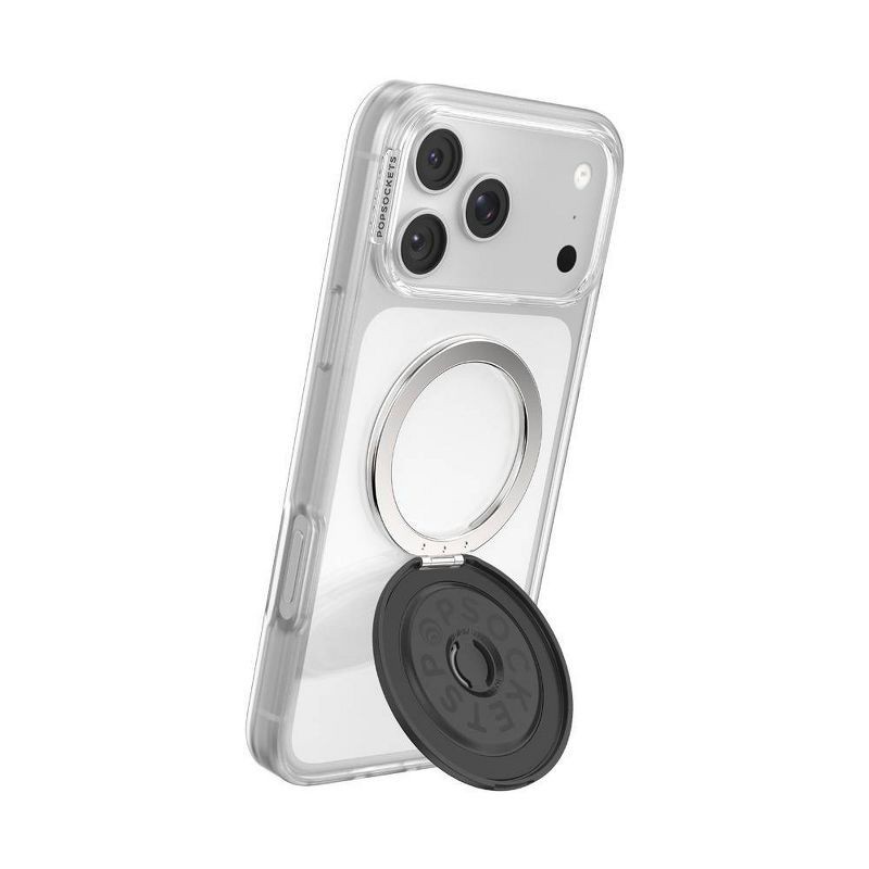 slide 1 of 6, PopSockets Kick-Out Magnetic Cell Phone Grip with MagSafe Adapter Ring - Aluminum Radial Black, 1 ct