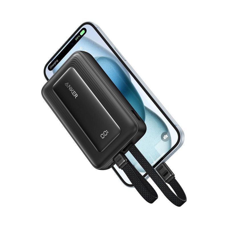 slide 3 of 6, Anker 30W 10000mAh Power Bank with 2 Built-in USB-C Cable, 1 ct