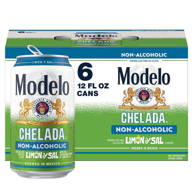 slide 1 of 7, MODELO Chelada Limon Y Sal Non-Alcoholic - 6pk/12 fl oz Cans, 6 ct; 12 fl oz
