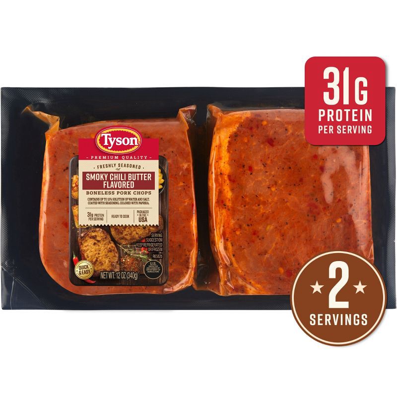 slide 1 of 7, Tyson Pork Chops Smoky Chili Butter - 12oz, 12 oz