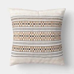 Oversized Square Woven Checkered Stripe Throw Pillow Neutral - Threshold™