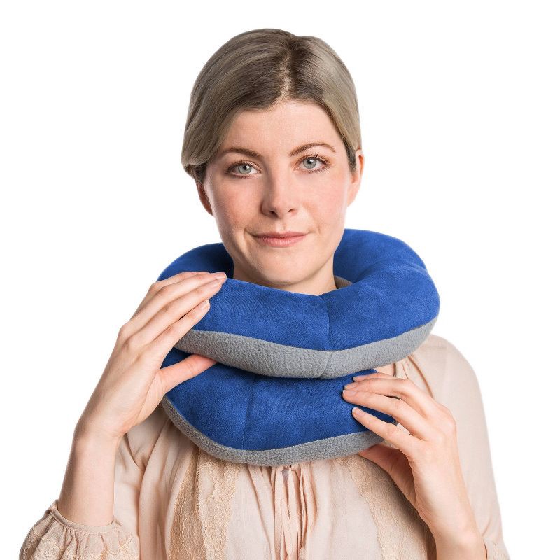 slide 3 of 7, Travelon Deluxe Wrap-N-Rest Pillow - Gray/Blue, 1 ct