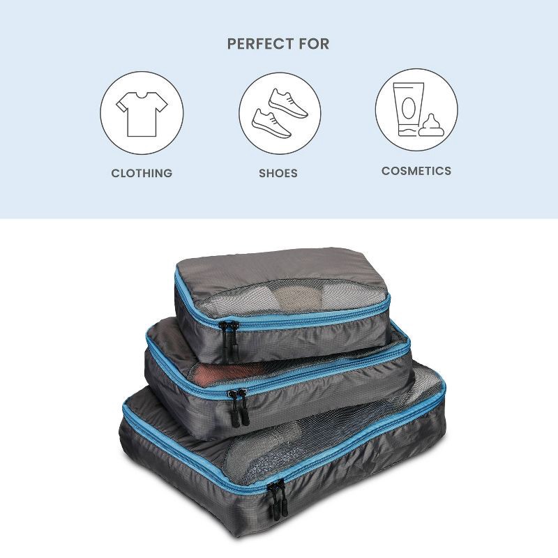 slide 3 of 6, Travel Smart 3-Piece Packing Bag - Gray, 1 ct